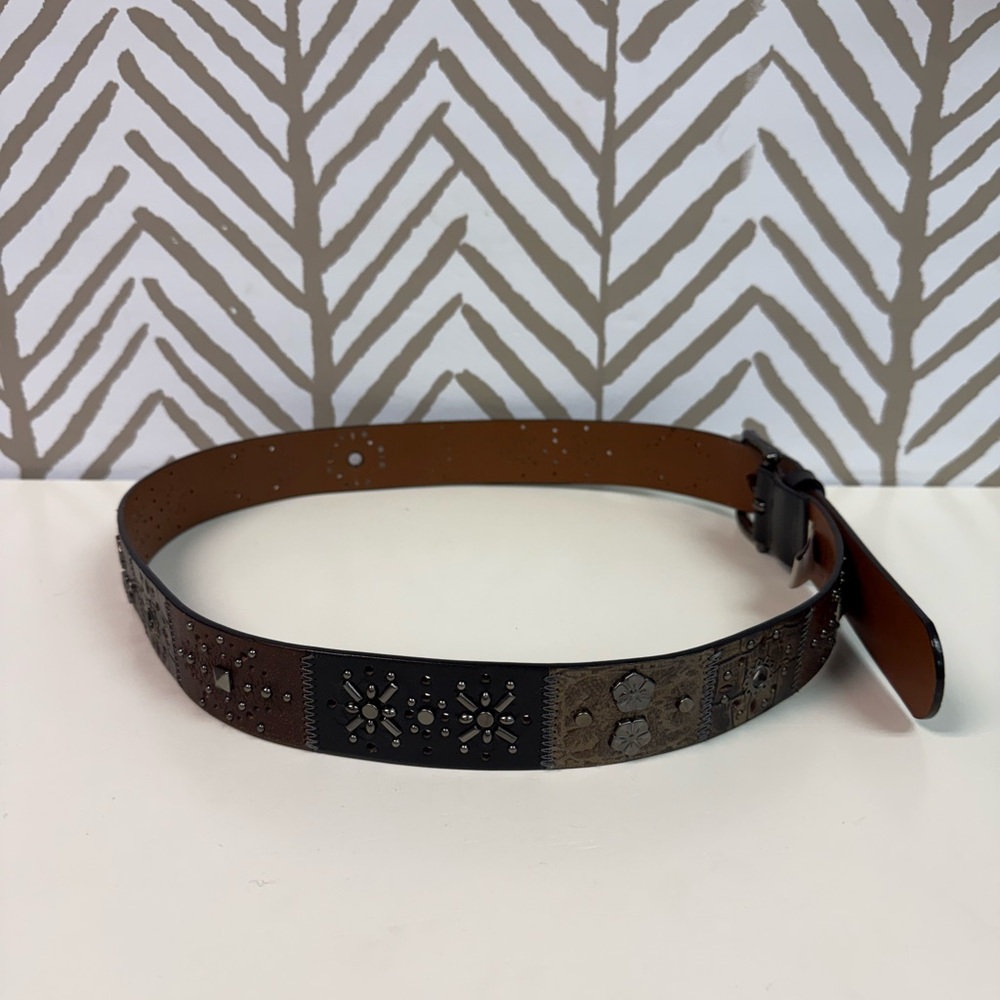 Fossil Multicolor Patchwork Studded Boho Genuine … - image 6